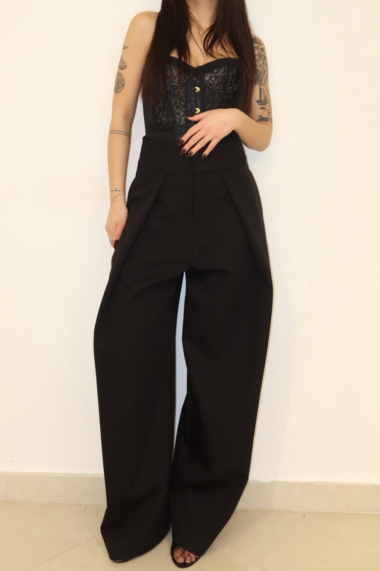 Pantaloni balloon strutturati vita alta