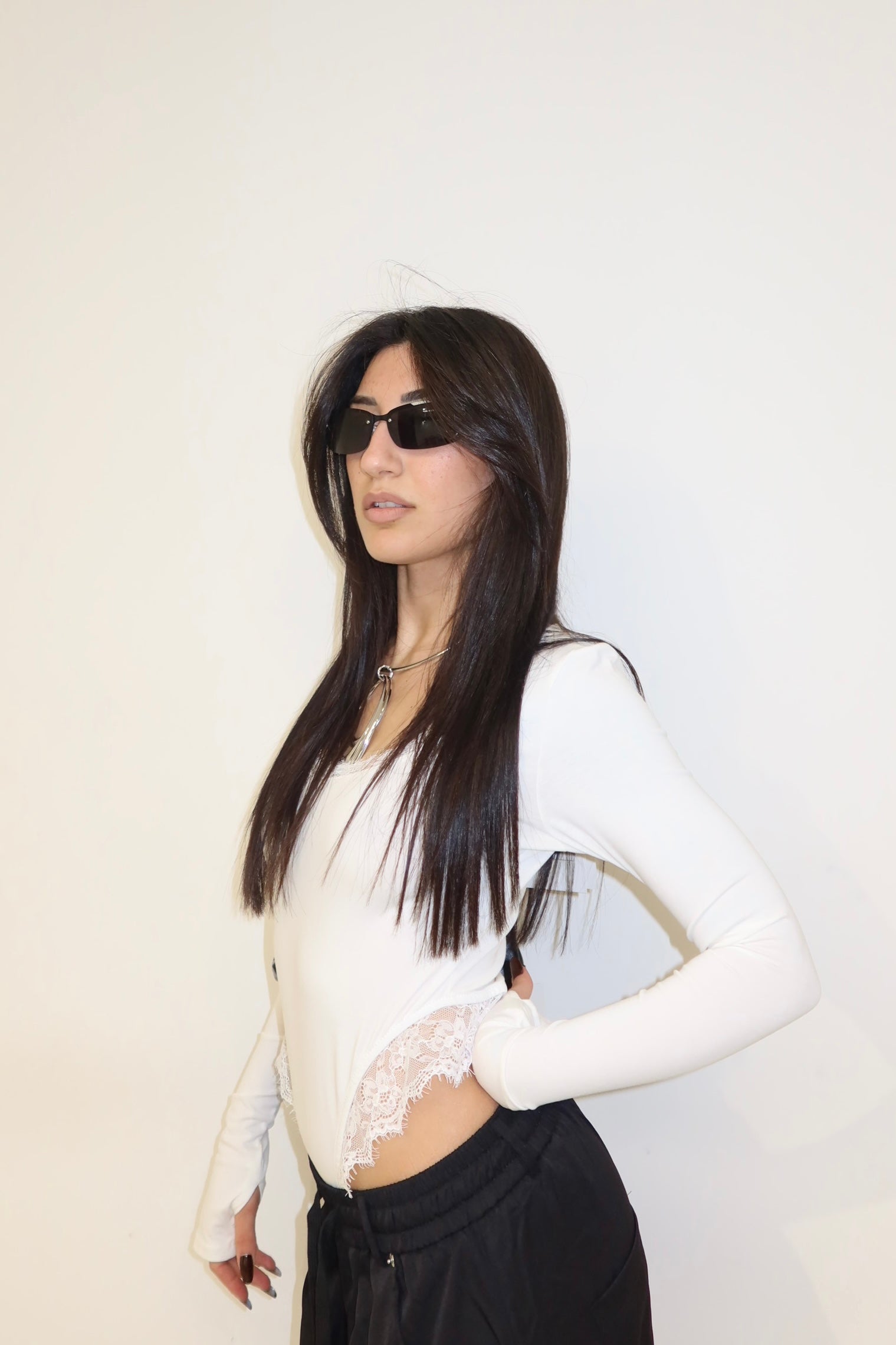 Body bianco con dettagli in pizzo by Lumina